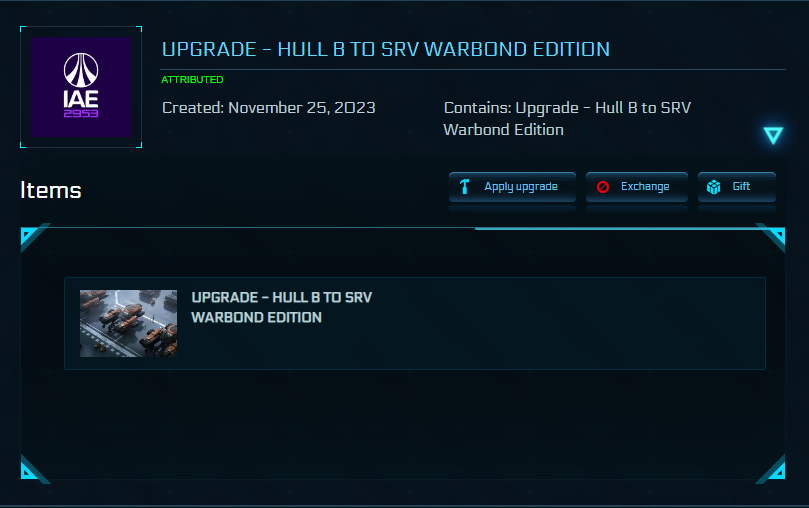 Hull B to SRV Warbond IAE 2953 edition Upgrade