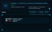 Load image into Gallery viewer, Upgrade - C2 Hercules to Ironclad Warbond Edition 10y ins.