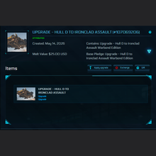 Load image into Gallery viewer, Upgrade - Hull D to Ironclad Assault 120m ins | Space Foundry Marketplace.