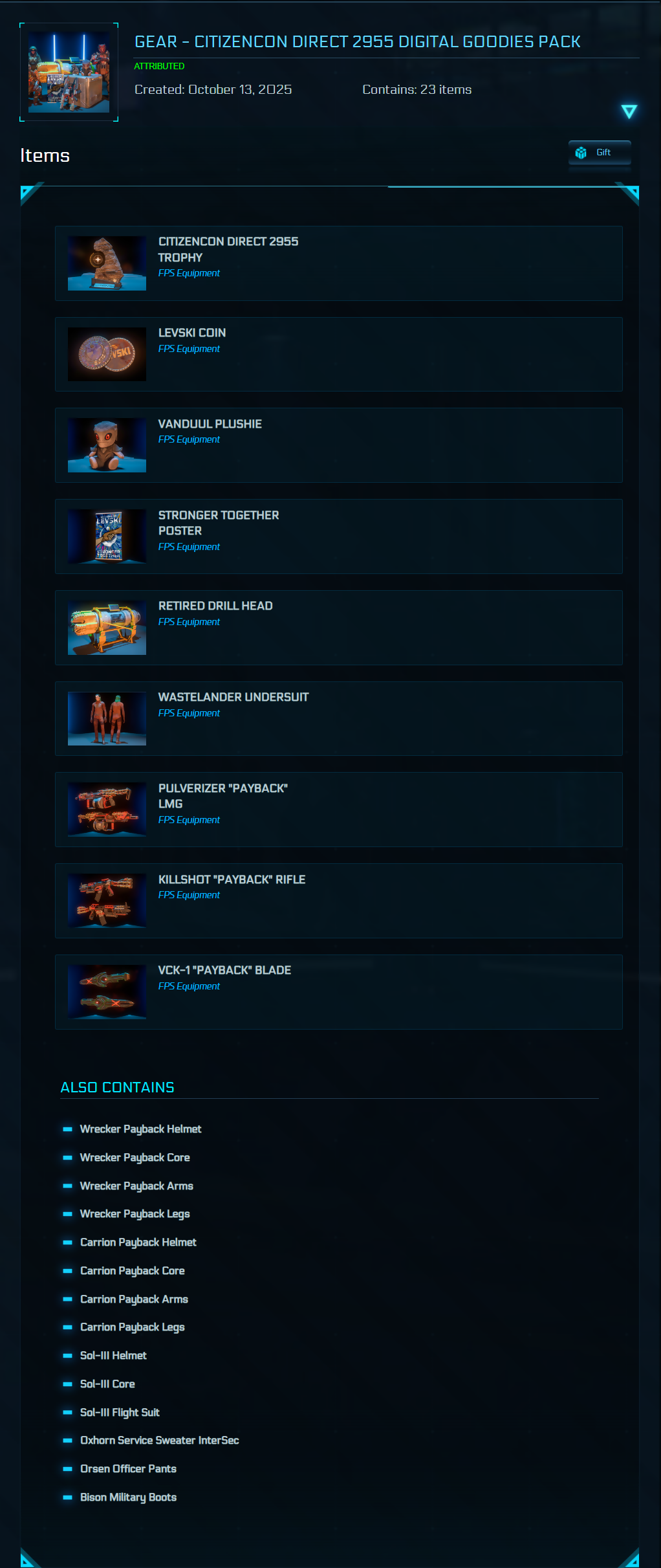 Gear - CitizenCon Direct 2955 Digital Goodies Pack