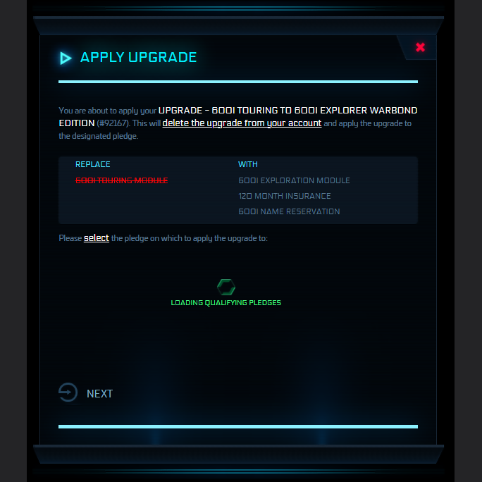 Space-Foundry.com: Upgrade - 600i Touring to 600i Explorer Warbond Edition