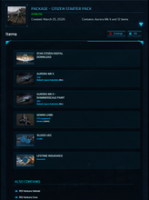 Load image into Gallery viewer, Package - Citizen Starter Pack (Aurora MK II + Armour + Pistol + Hangar + LTI)