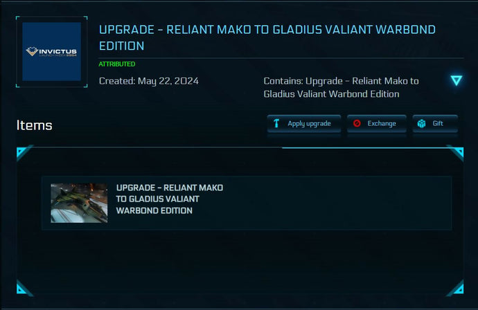 Upgrade - Reliant Mako to Gladius Valiant Warbond Edition