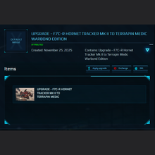 Load image into Gallery viewer, Upgrade - F7C-R Hornet Tracker Mk II to Terrapin Medic Warbond Edition 10y. ins.