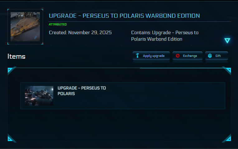 Upgrade - Perseus to Polaris Warbond Edition + 10y ins + Poster + Pennant + 2955 BIS Skin