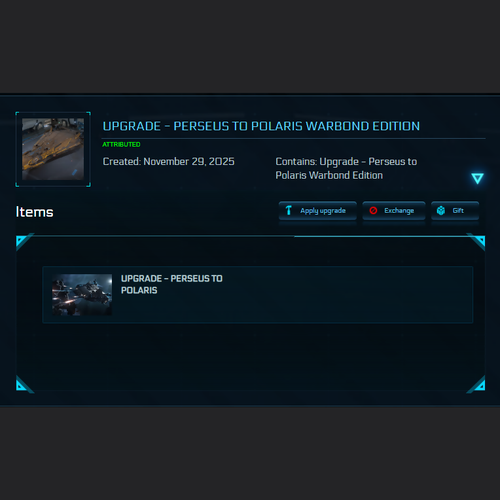 Upgrade - Perseus to Polaris Warbond Edition + 10y ins + Poster + Pennant + 2955 BIS Skin