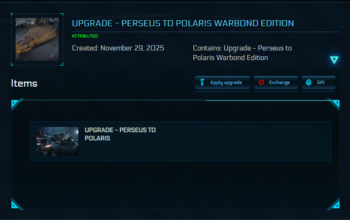 Upgrade - Perseus to Polaris Warbond Edition + 10y ins + Poster + Pennant + 2955 BIS Skin