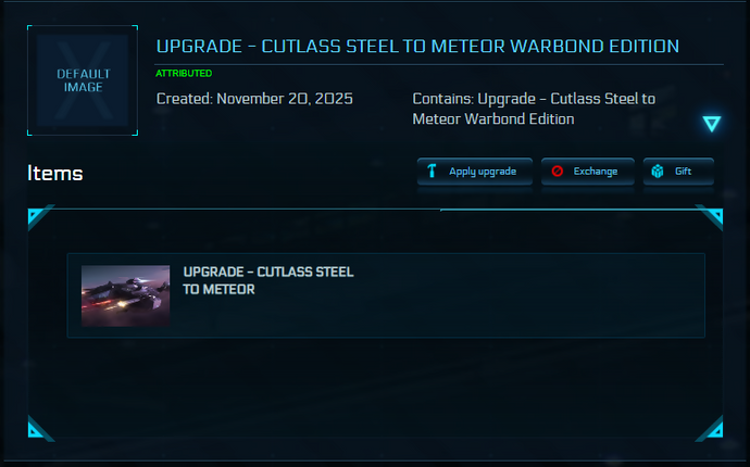 Upgrade - Cutlass Steel to Meteor Warbond Edition 10y ins.