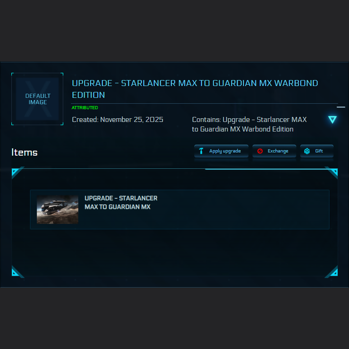 Upgrade - Starlancer MAX to Guardian MX Warbond Edition 10y. ins.