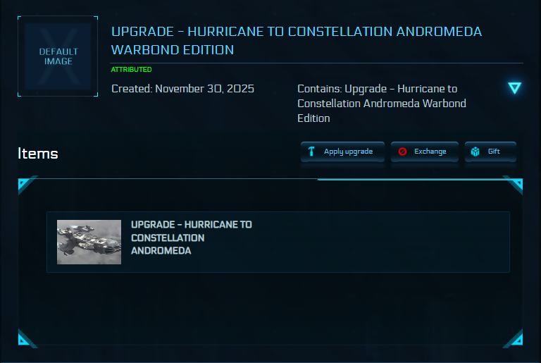 Upgrade - Hurricane to Constellation Andromeda Warbond Edition 10y ins.