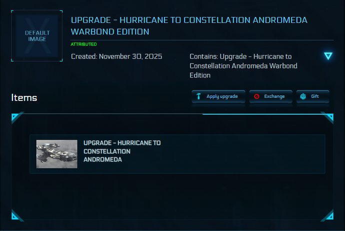 Upgrade - Hurricane to Constellation Andromeda Warbond Edition 10y ins.