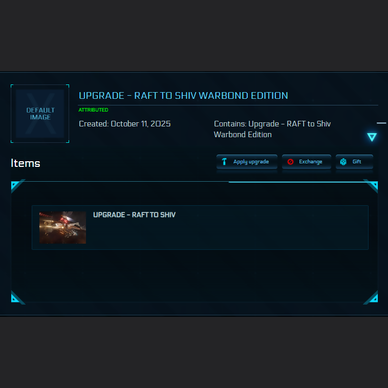 Upgrade - RAFT to Shiv Warbond Edition 10y ins.