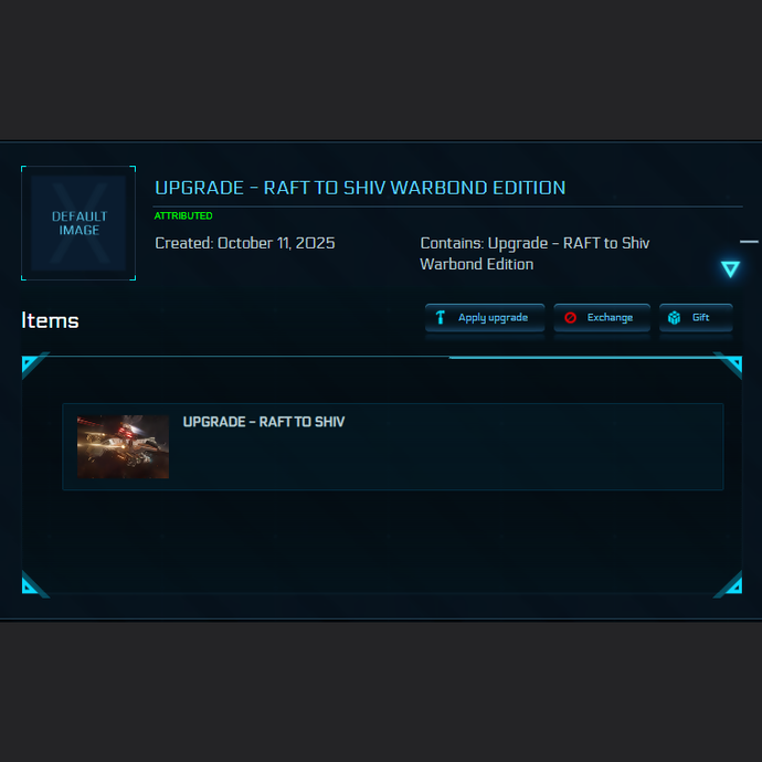 Upgrade - RAFT to Shiv Warbond Edition 10y ins.