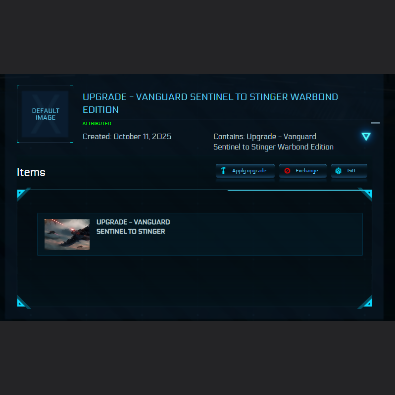 Upgrade - Vanguard Sentinel to Stinger Warbond Edition 10y ins.