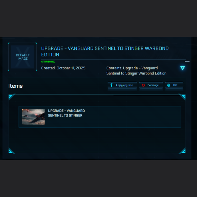 Upgrade - Vanguard Sentinel to Stinger Warbond Edition 10y ins.