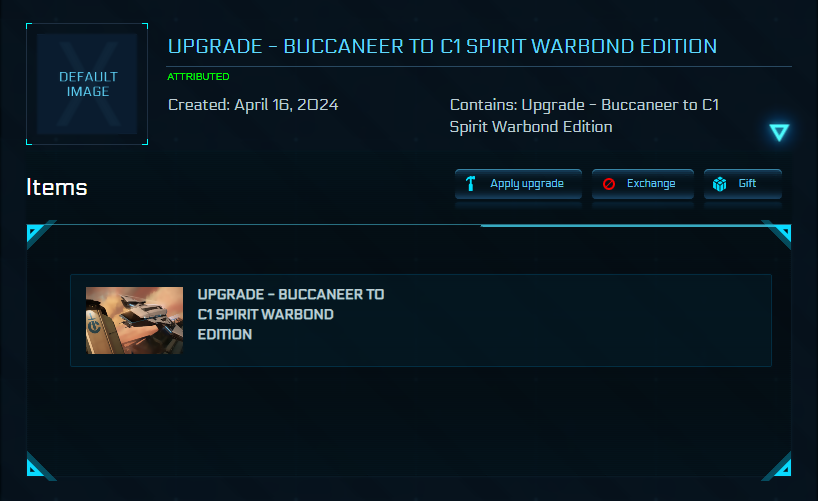 Upgrade: Buccaneer to C1 Spirit Warbond Edition