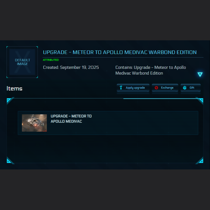 Upgrade - Meteor to Apollo Medivac Warbond Edition