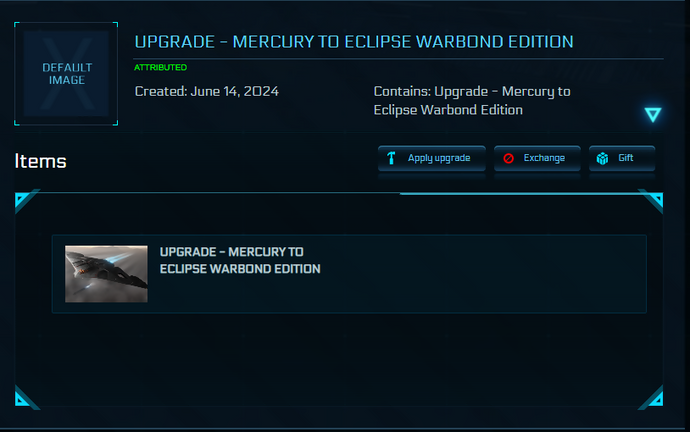 Contains: Upgrade - Mercury to Eclipse Warbond Edition