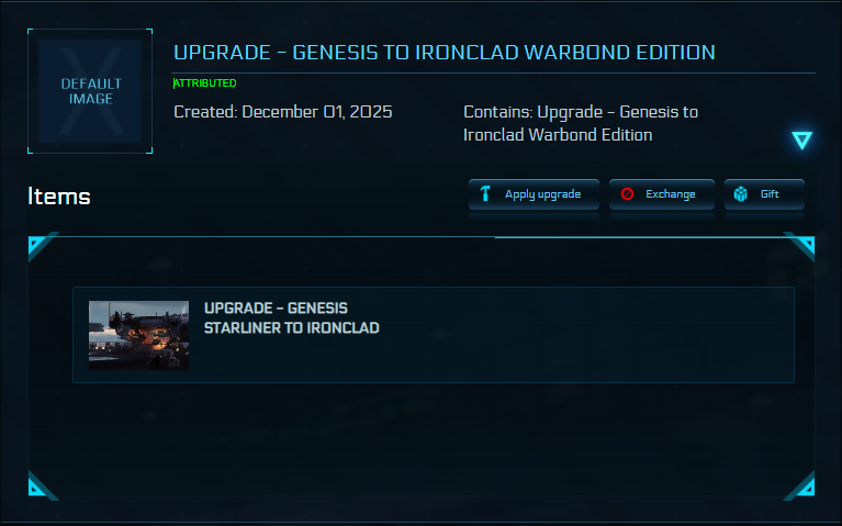 Upgrade - Genesis to Ironclad Warbond Edition 10y ins.
