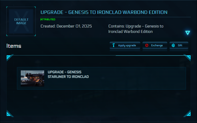 Upgrade - Genesis to Ironclad Warbond Edition 10y ins.