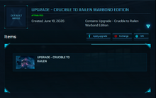Load image into Gallery viewer, Upgrade - Crucible to Railen Warbond Edition | Space Foundry Marketplace.