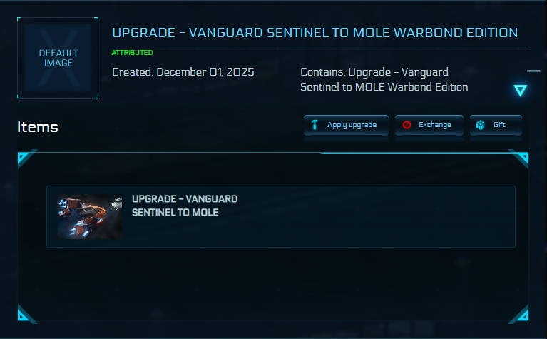 Upgrade - Vanguard Sentinel to MOLE Warbond Edition 10y ins.