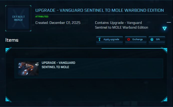 Upgrade - Vanguard Sentinel to MOLE Warbond Edition 10y ins.