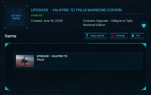 Load image into Gallery viewer, Upgrade - Valkyrie to Tyilui Warbond Edition | Space Foundry Marketplace.