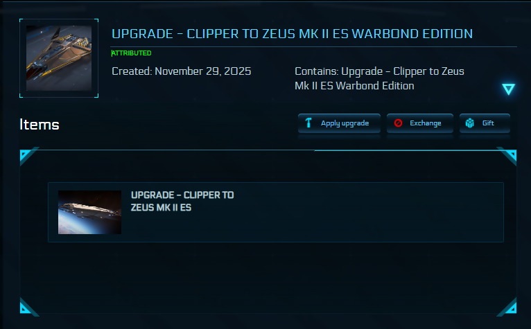 Upgrade - Clipper to Zeus Mk II ES Warbond Edition + 10y ins + BIS2955 Skin + Poster