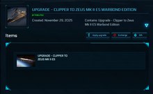 Load image into Gallery viewer, Upgrade - Clipper to Zeus Mk II ES Warbond Edition + 10y ins + BIS2955 Skin + Poster
