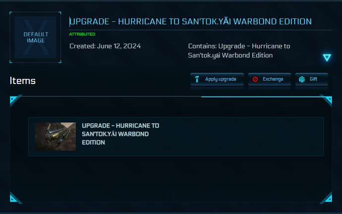 Contains: Upgrade - Hurricane to San'tok.yāi Warbond Edition