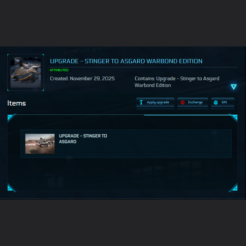 Upgrade - Stinger to Asgard Warbond Edition + 10y ins. + Poster + BIS2955 Skin