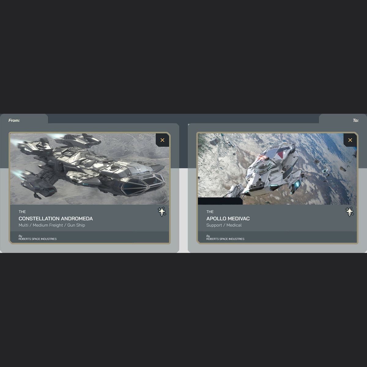 Constellation Andromeda to Apollo Medivac
