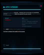 Load image into Gallery viewer, Upgrade - Prospector to Zeus Mk II ES Warbond Edition +10y ins + BIS 2955 Skin + Poster
