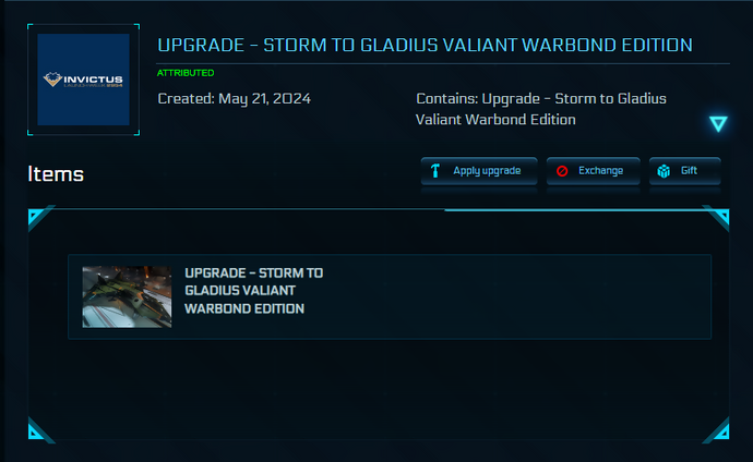 Upgrade - Storm to Gladius Valiant Warbond Edition