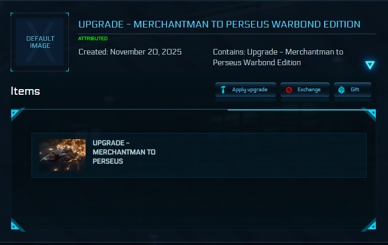 Upgrade - Merchantman to Perseus Warbond Edition 10y ins.