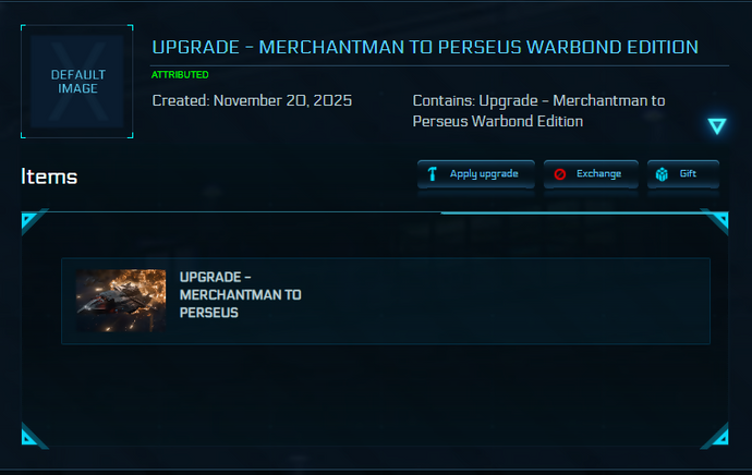 Upgrade - Merchantman to Perseus Warbond Edition 10y ins.