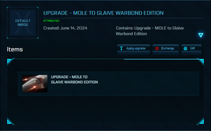 Contains: Upgrade - MOLE to Glaive Warbond Edition