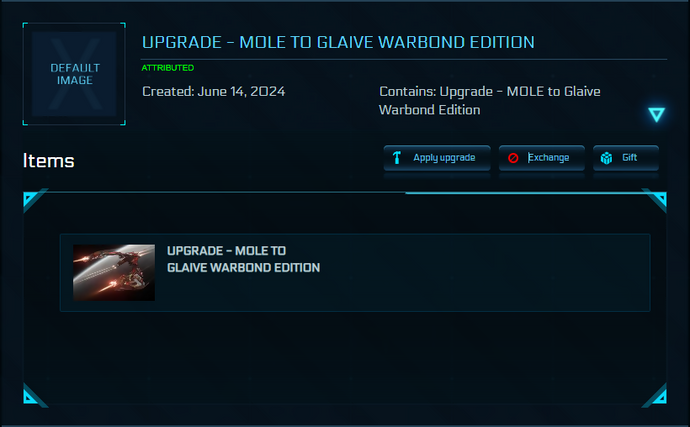 Contains: Upgrade - MOLE to Glaive Warbond Edition