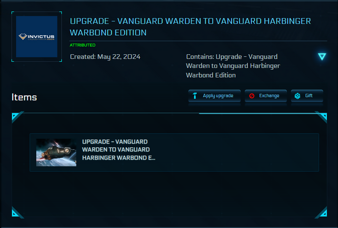 Upgrade - Vanguard Warden to Vanguard Harbinger Warbond Edition