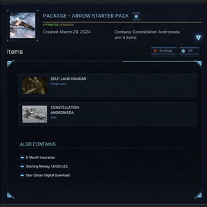 RSI Constellation Andromeda Game Package / Starter Pack + 6 Months Insurance (CCU'd)