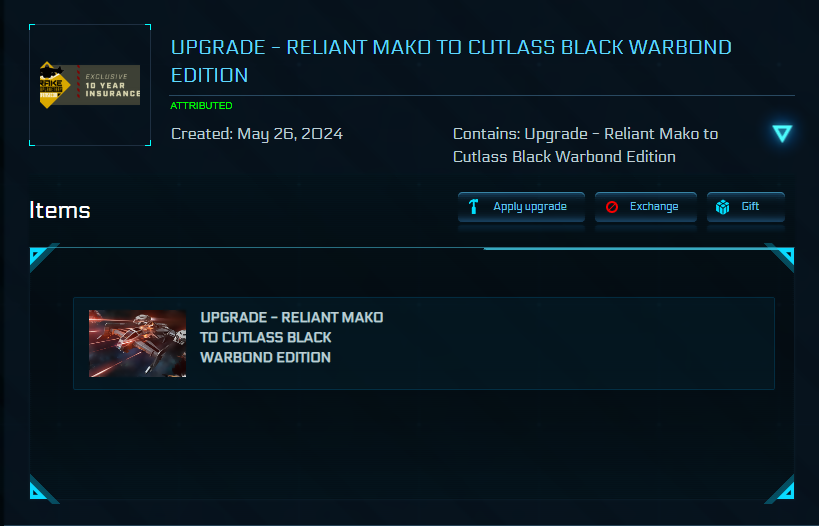 Upgrade - Reliant Mako to Cutlass Black Warbond Edition