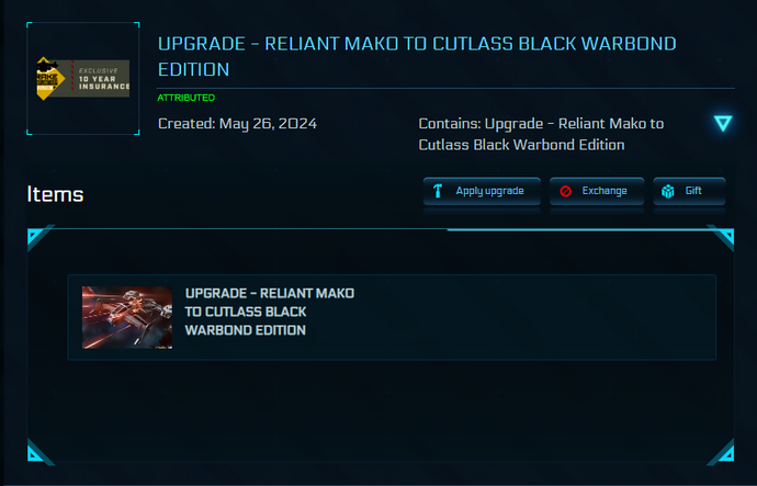 Upgrade - Reliant Mako to Cutlass Black Warbond Edition