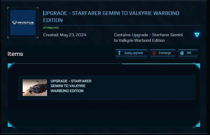 Upgrade - Starfarer Gemini to Valkyrie Warbond Edition