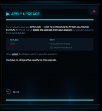 Load image into Gallery viewer, Upgrade 400i to Vanguard Sentinel Warbond Edition- 120m | Space Foundry Marketplace.