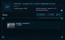 Load image into Gallery viewer, Upgrade - Gladius to L-21 Wolf Warbond Edition -120m ins. | Space Foundry Marketplace.