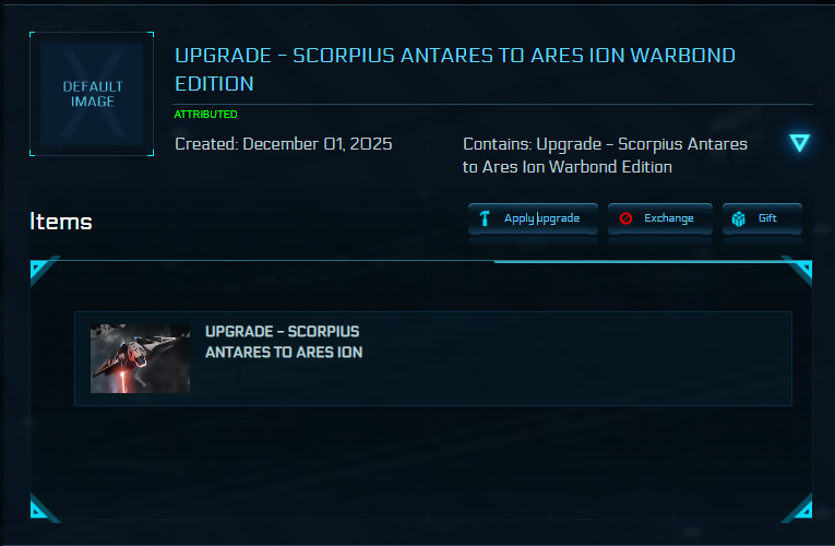 Upgrade - Scorpius Antares to Ares Ion Warbond Edition 10y ins.