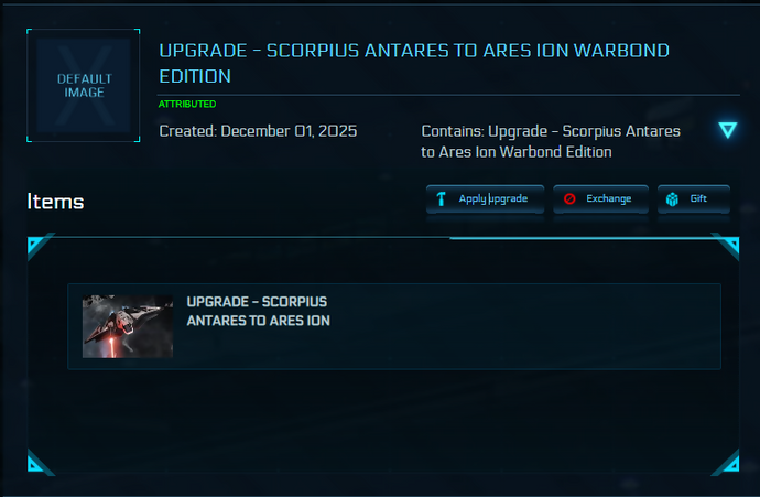 Upgrade - Scorpius Antares to Ares Ion Warbond Edition 10y ins.