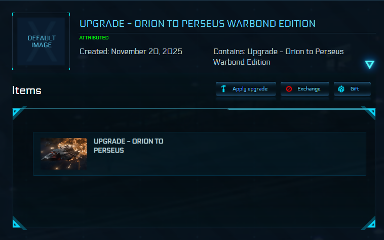 Upgrade - Orion to Perseus Warbond Edition 10y ins.