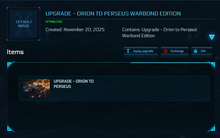 Load image into Gallery viewer, Upgrade - Orion to Perseus Warbond Edition 10y ins.